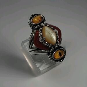 Carolyn Pollack Amber Ring. 925 Sterling Silver Size 6.5.